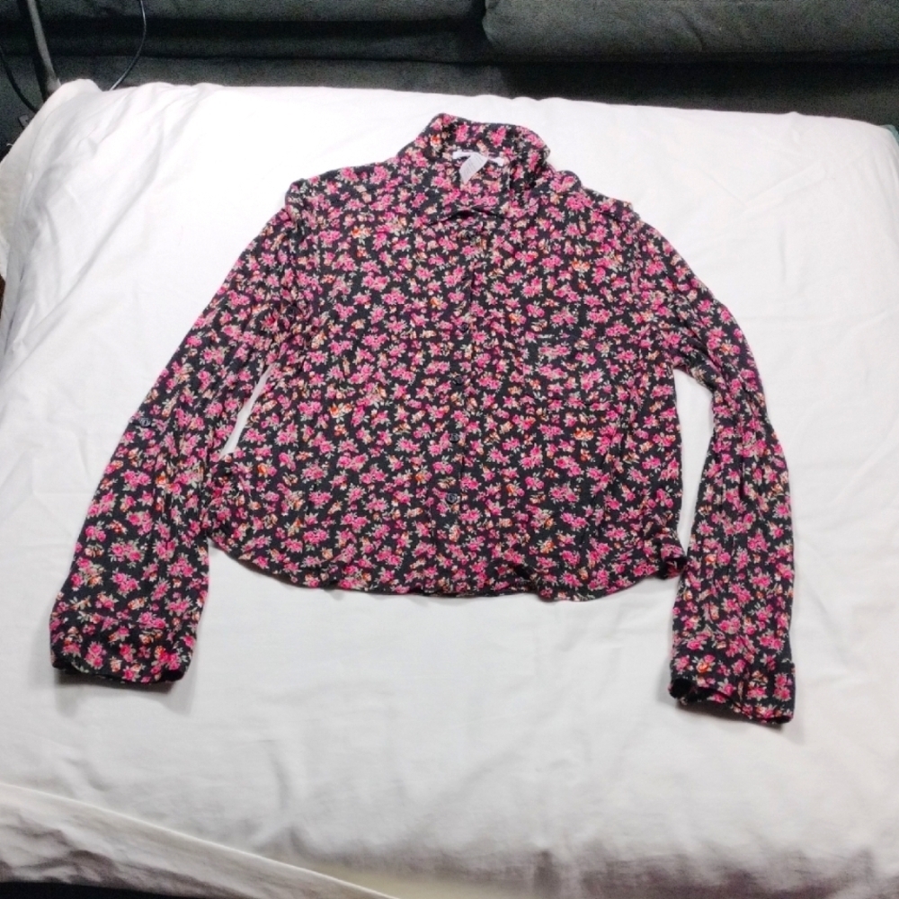 Ambiance Apparel Floral Long Sleeve Blouse Size Large